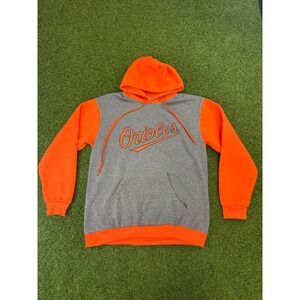 Baltimore Orioles‎ MLB Hoodie Mens Medium Gray Orange Colorblock Sweatshirt